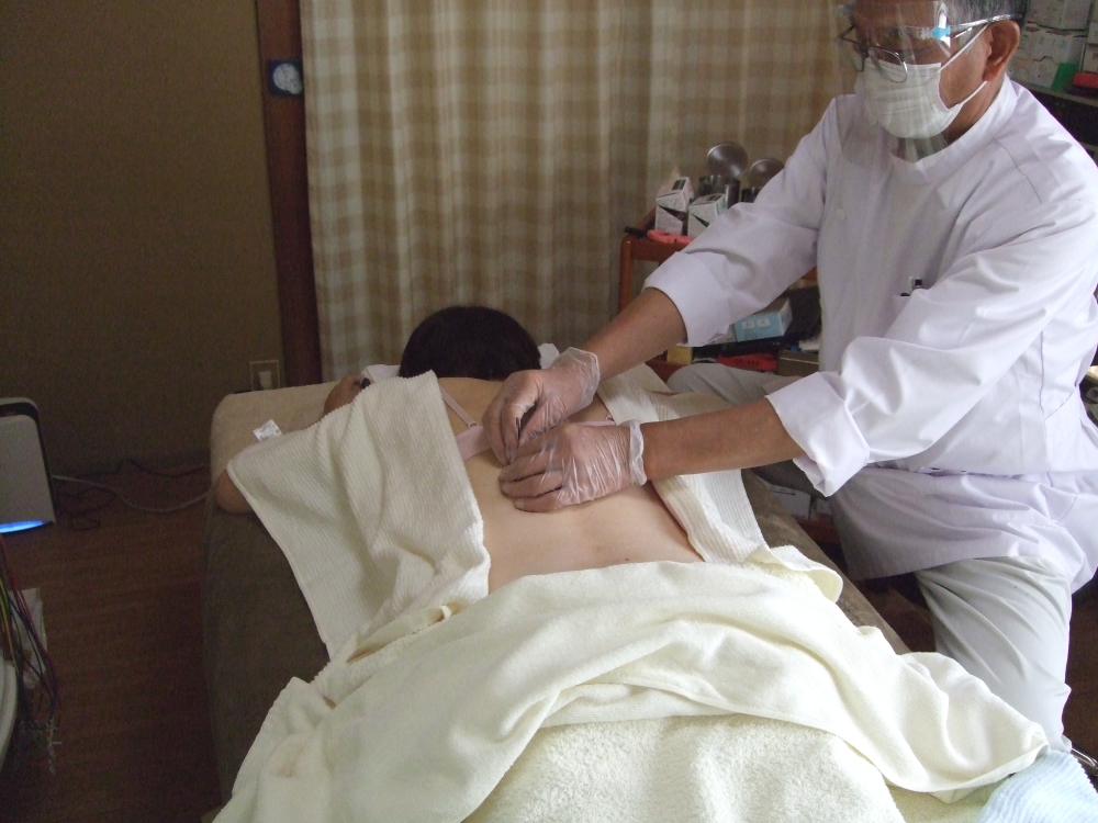 腹部接触鍼後の症状確認後、背部施術により全身調整を行い症状のケアを図ります。の画像